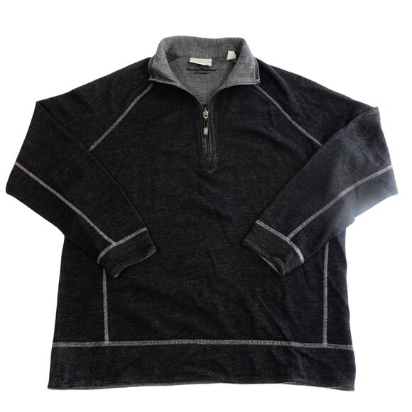 Tommy Bahama Mens 1/4 Zip Pullover Sweater Size Gray Embroidered Medium - Picture 1 of 6